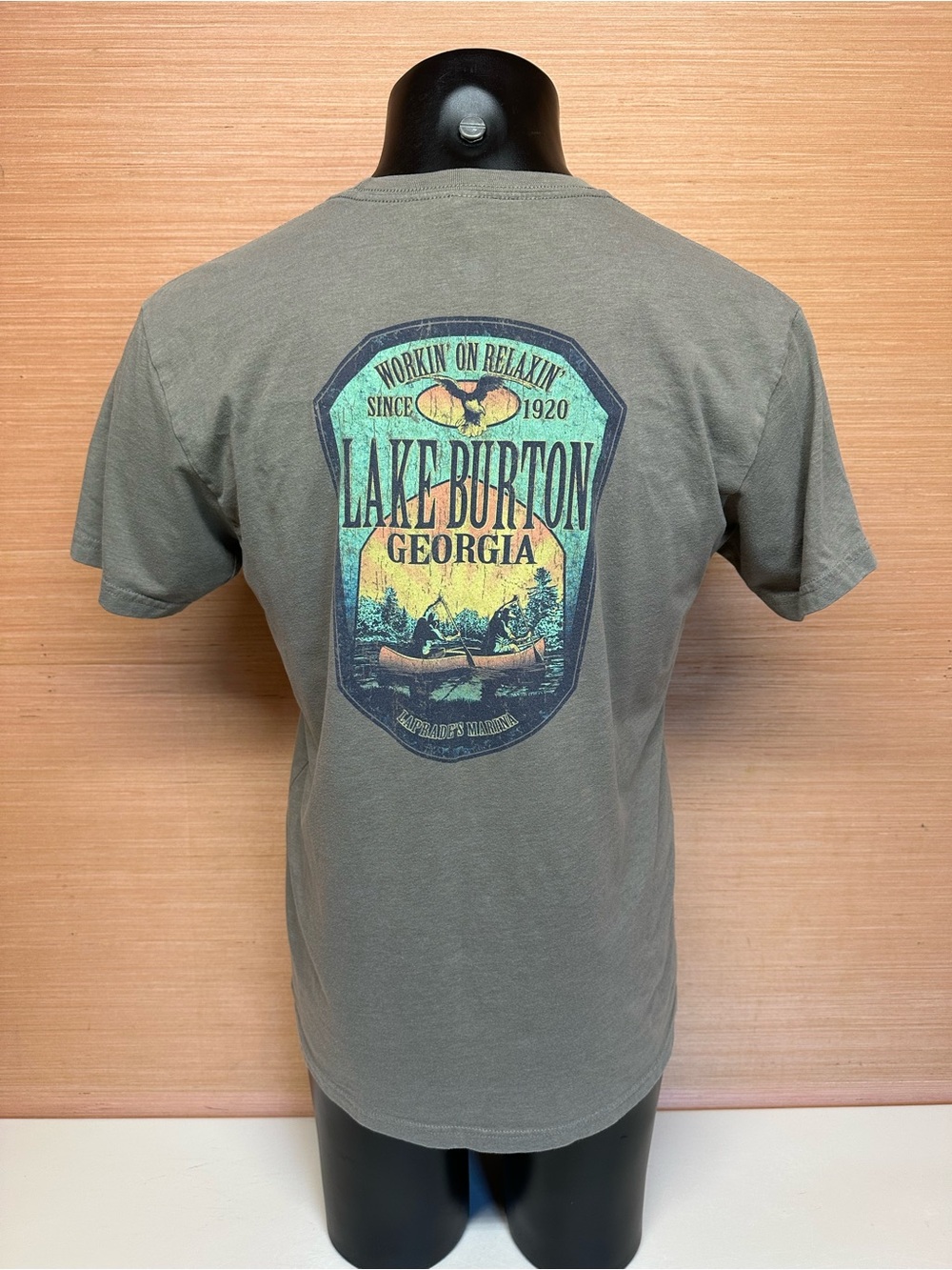 Lake Burton Georgia Since 1920 Laprade's Marina Taupe T-Shirt Adult Size Large
